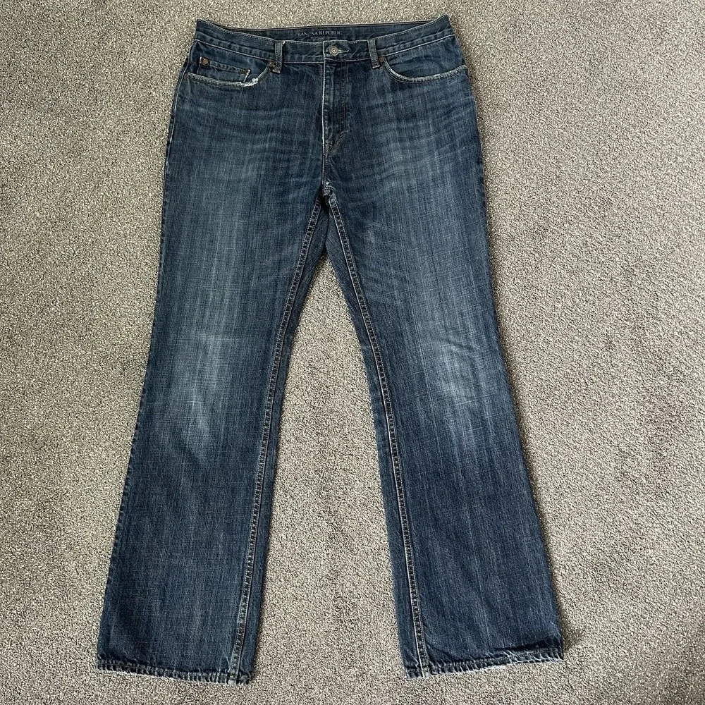 Banana Republic Mens Bootcut Jeans 34x34 Medium Wash Faded 100% Cotton